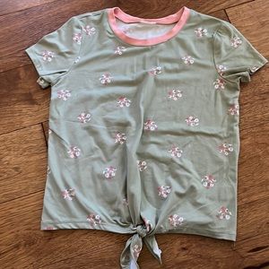 Light green floral shirt